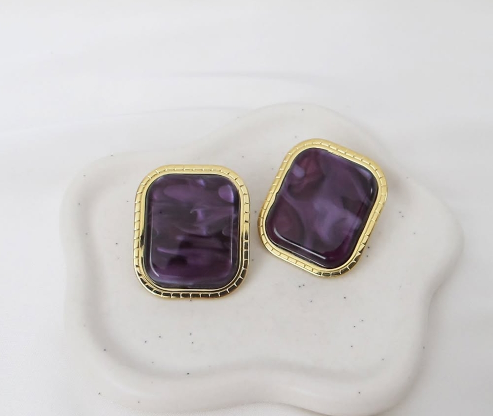 Χειροποίητα Σκουλαρίκια Πηλός Purple 1 Σκουλαρίκια Purple