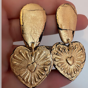 Alternative view of Χειροποίητα Σκουλαρίκια Πηλός Gold Love
