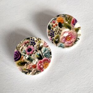 Χειροποίητα Σκουλαρίκια Πηλός Vintage Floral - Image 3