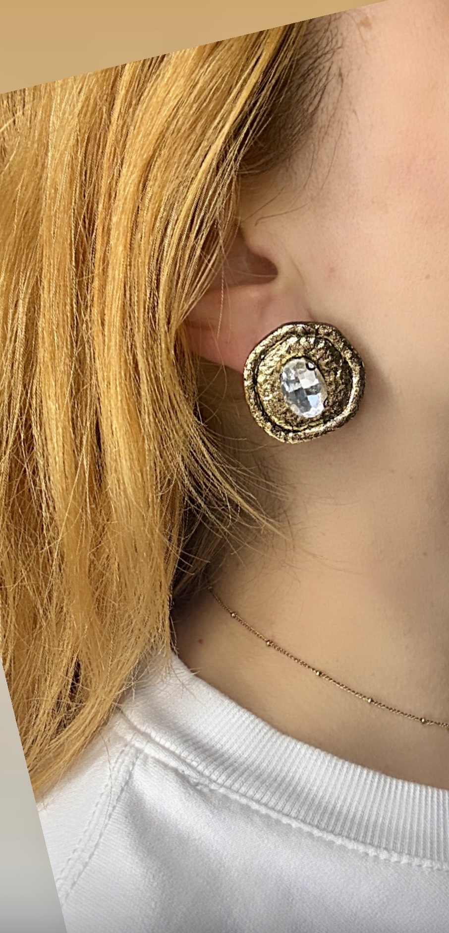 Χειροποίητα Σκουλαρίκια Πηλός Gold Stone 5 Χειροποίητα Σκουλαρίκια Πηλός Gold Stone - Image 5