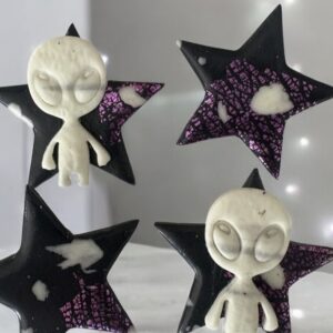 Χειροποίητα Σκουλαρίκια Πηλός Cosmic Alien - Image 3