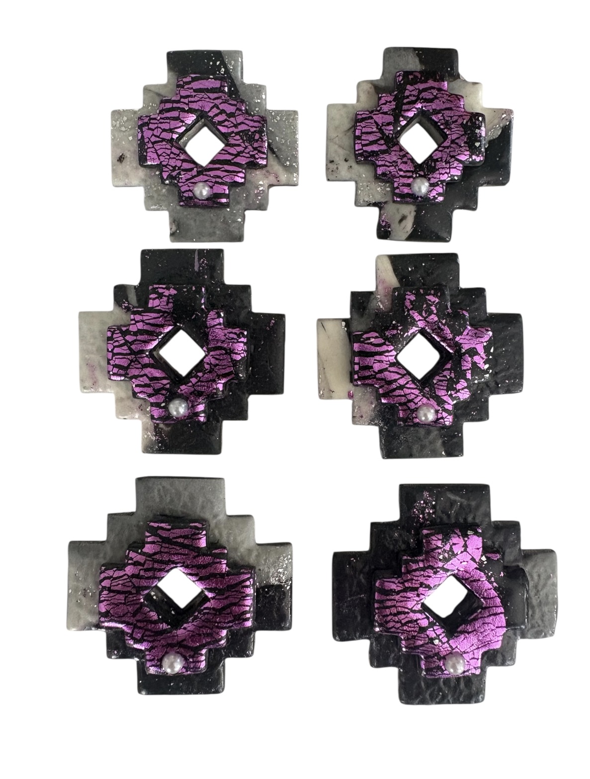 Χειροποίητα Σκουλαρίκια Πηλός Violet Tribal 3 Χειροποίητα Σκουλαρίκια Πηλός Violet Tribal - Image 3