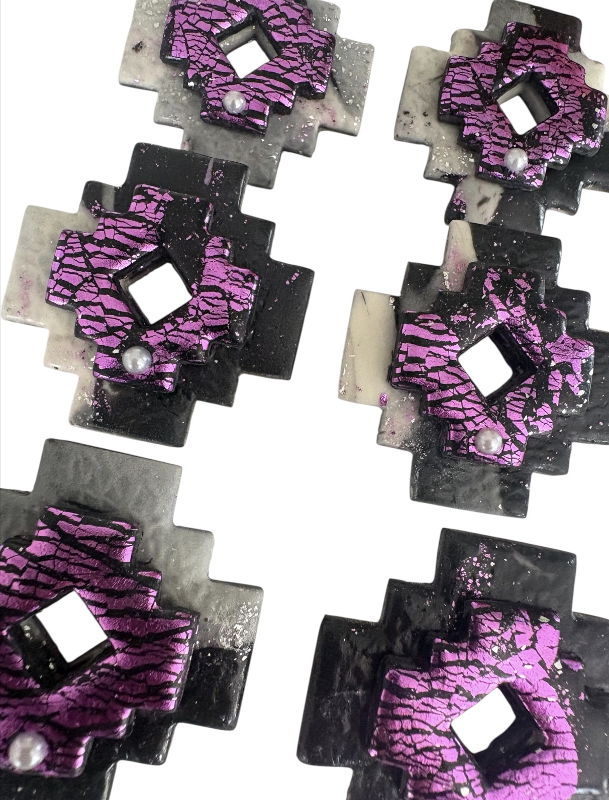 Χειροποίητα Σκουλαρίκια Πηλός Violet Tribal 2 Χειροποίητα Σκουλαρίκια Πηλός Violet Tribal - Image 2